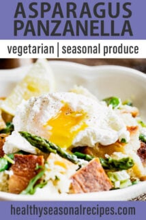 asparagus panzanella with text overlay