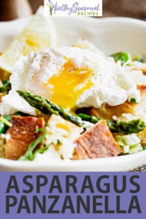 asparagus panzanella with text overlay