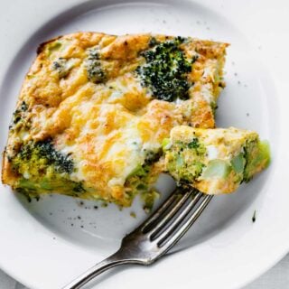 a closeup of a slice of the broccoli bake