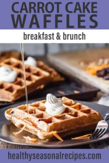 side angle carrot cake waffle syrup and butter