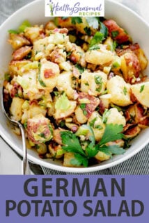 overhead white bowl potato salad