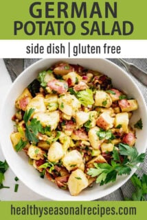 overhead white bowl potato salad