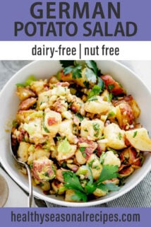 overhead white bowl potato salad