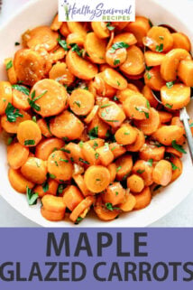 overhead white bowl glazed carrots