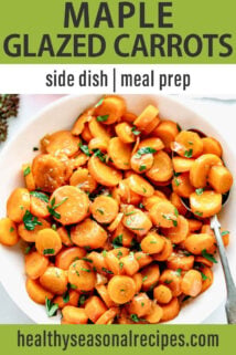 overhead white bowl glazed carrots