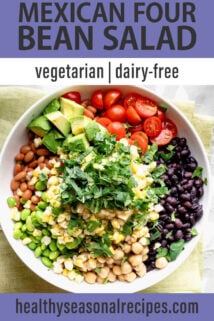 white bowl overhead mexican bean salad