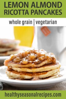 Lemon Almond Ricotta Pancakes text overlay
