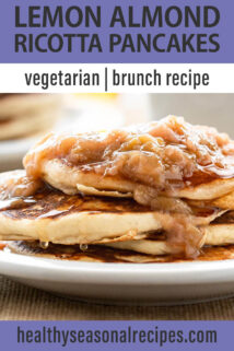 Lemon Almond Ricotta Pancakes text overlay
