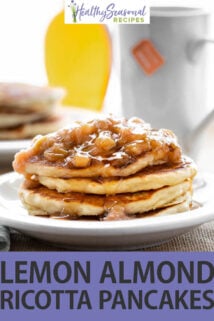 Lemon Almond Ricotta Pancakes text overlay