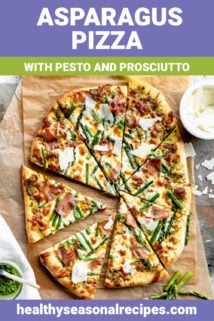 asparagus pizza from overhead with test overlay