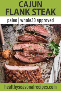 Cajun Flank Steak text overlay