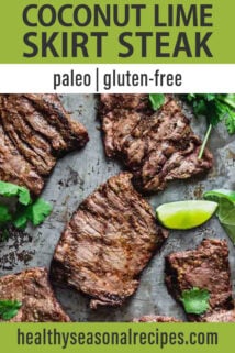Thai Coconut Lime Grilled Skirt Steak text overlay