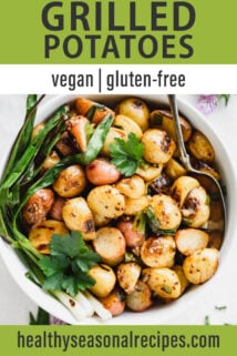 grilled potatoes text overlay