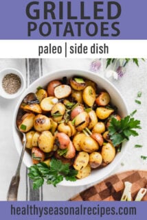 grilled potatoes text overlay