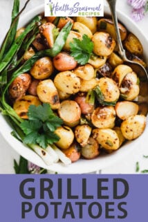 grilled potatoes text overlay