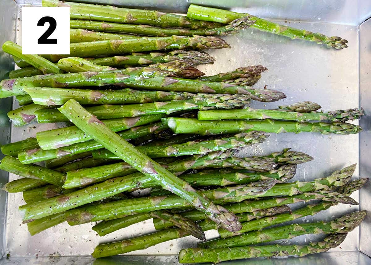 the asparagus tossed with oil, salt and pepper