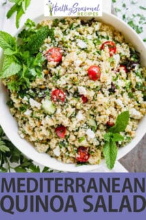 Mediterranean Quinoa Salad text overlay