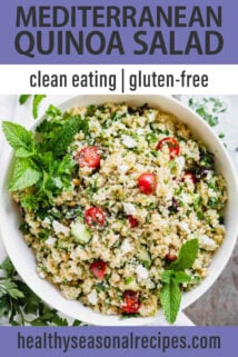 Mediterranean Quinoa Salad text overlay