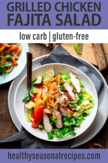 grilled chicken fajita salad text overlay