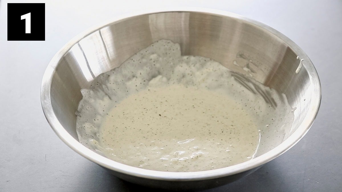 the dressing in the mixing bowl
