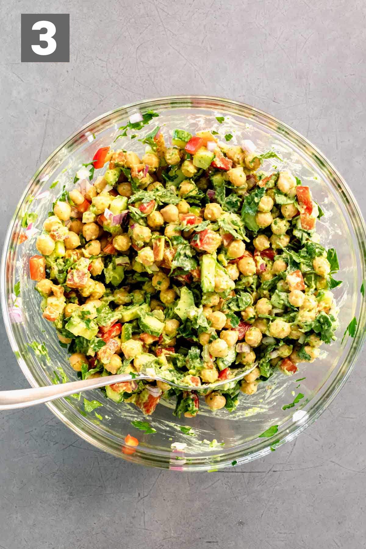 dressing and chickpea mixture once it is mixed together