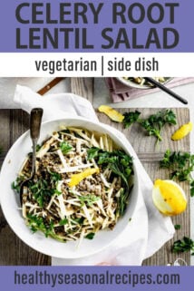 Celery Root Salad with Lentils text overlay