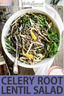 Celery Root Salad with Lentils text overlay
