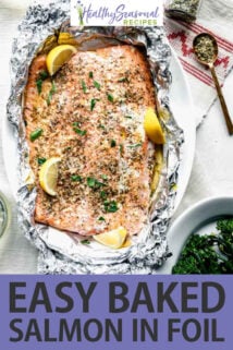 Easy Baked Salmon in Foil text overlay
