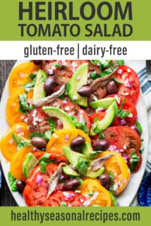Simple Heirloom Tomato Salad text overlay