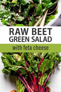 beet green salad text overlay collage
