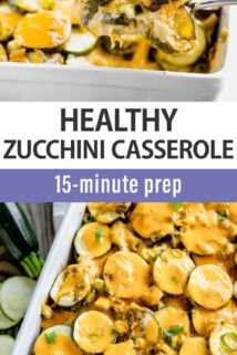 zucchini cheesy casserole collage text overlay
