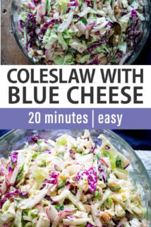 Coleslaw with Blue Cheese text overlay