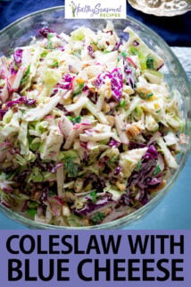Coleslaw with Blue Cheese text overlay