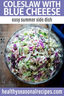 Coleslaw with Blue Cheese text overlay
