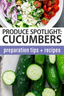 cucumbers text overlay collage