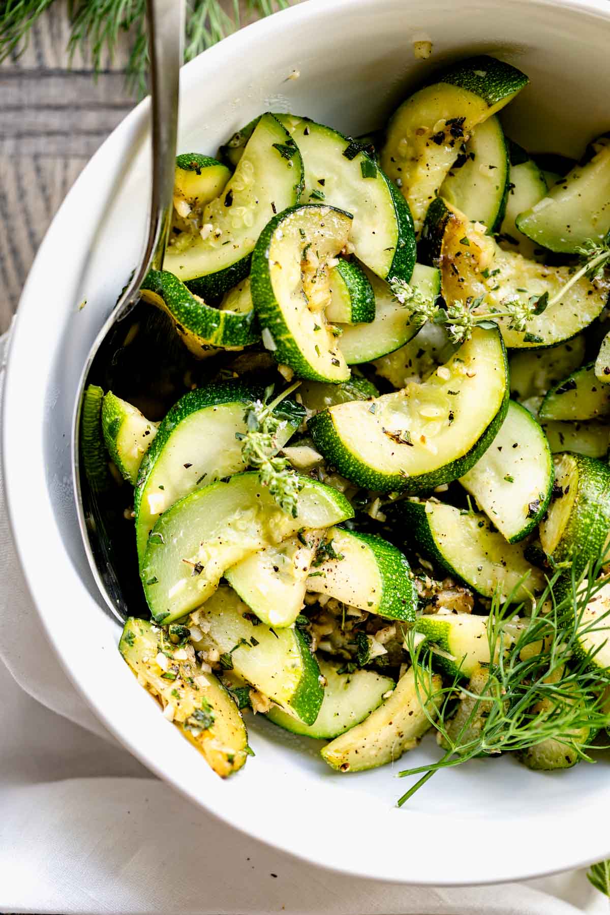 closeup of sauteed zucchini
