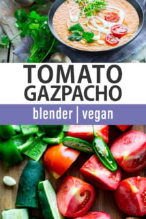 tomato gazpacho text overlay collage
