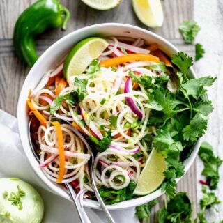 Kohlrabi slaw overhead with jalapeno