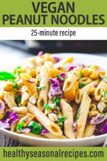 peanut noodles with vegetables text overlay