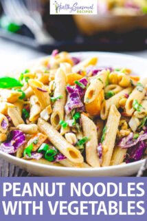 peanut noodles with vegetables text overlay