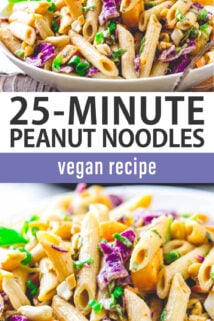peanut noodles with vegetables text overlay