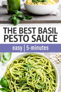 basil pesto collage text overlay
