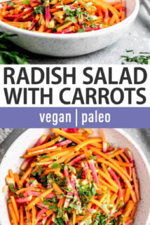 Radish Salad with Carrots text overlay collage