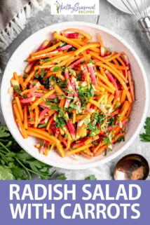 Radish Salad with Carrots text overlay