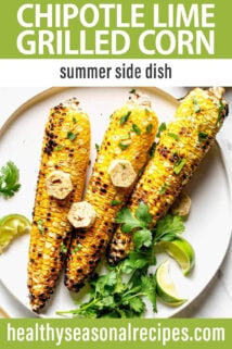 Grilled Corn with Chipotle Lime Butter text overlay