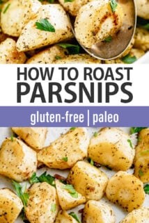 roasted parsnips with text overlay