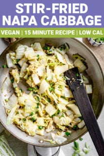 close up of napa cabbage with text overlay