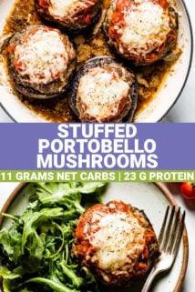 stuffed portobellos with text overlay