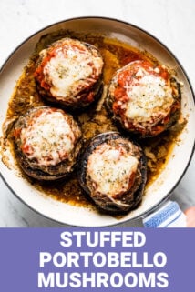 stuffed portobellos with text overlay