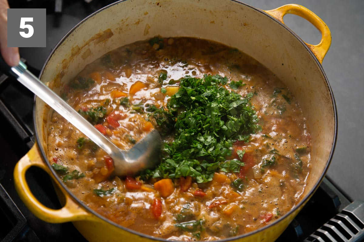 adding in the cilantro